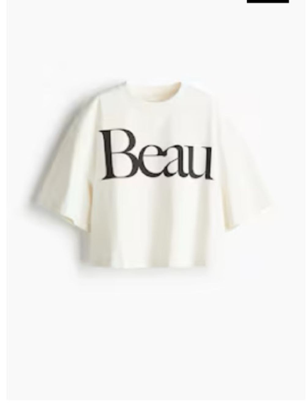 H&M Beau Graphic Boxy Cropped Tee - Cream